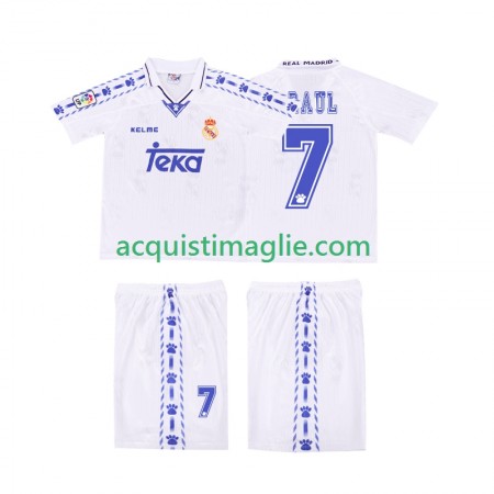 Divisa di Calcio Real Madrid RAUL 7 Retro Bambino Prima 1996 1997